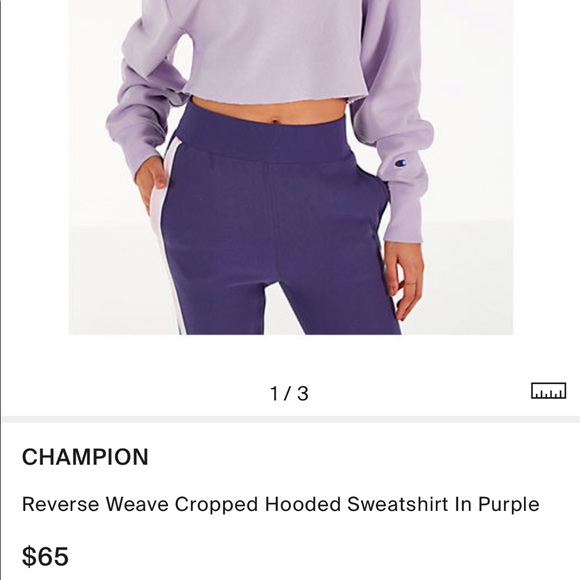 Lilac Champion Cropped Hoodie - Picture 2 of 3